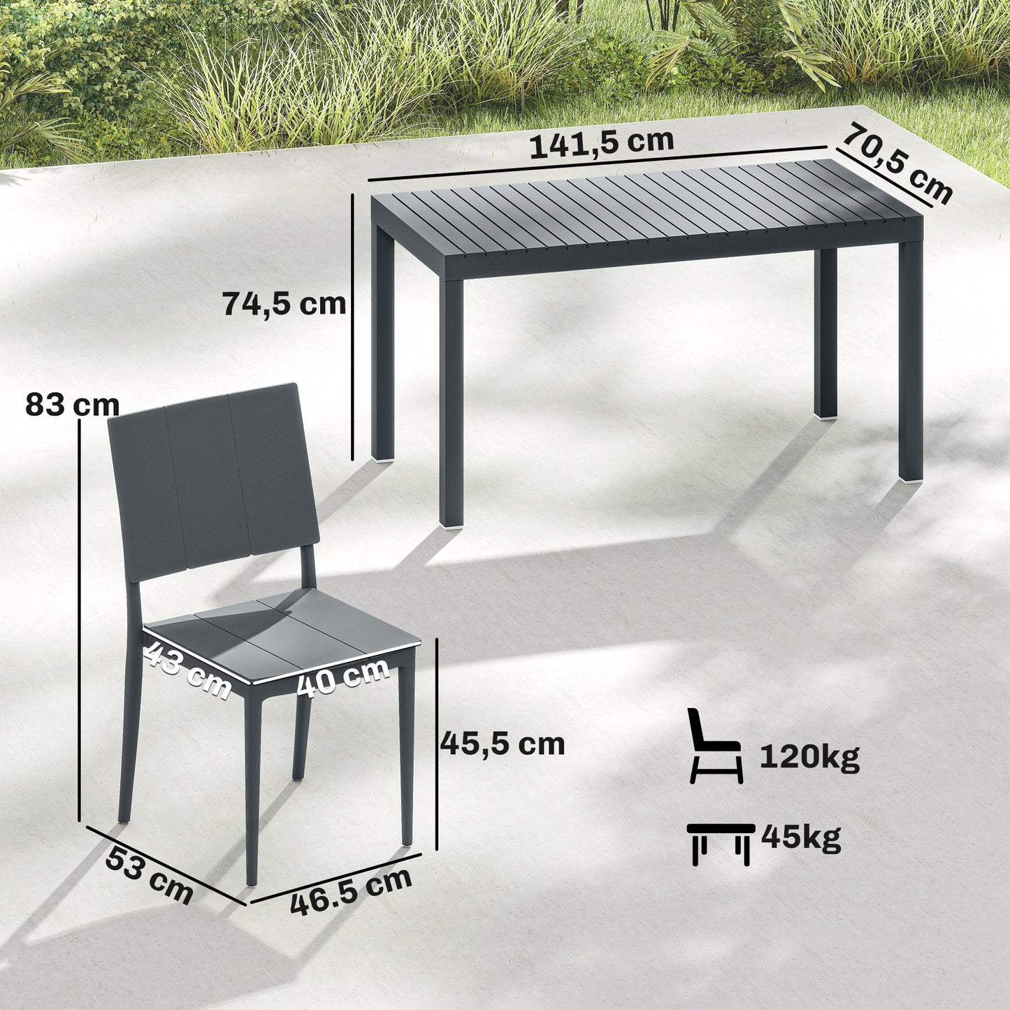 Outsunny Conjunto De Mesa Y Sillas Jardín De 5 Piezas_2