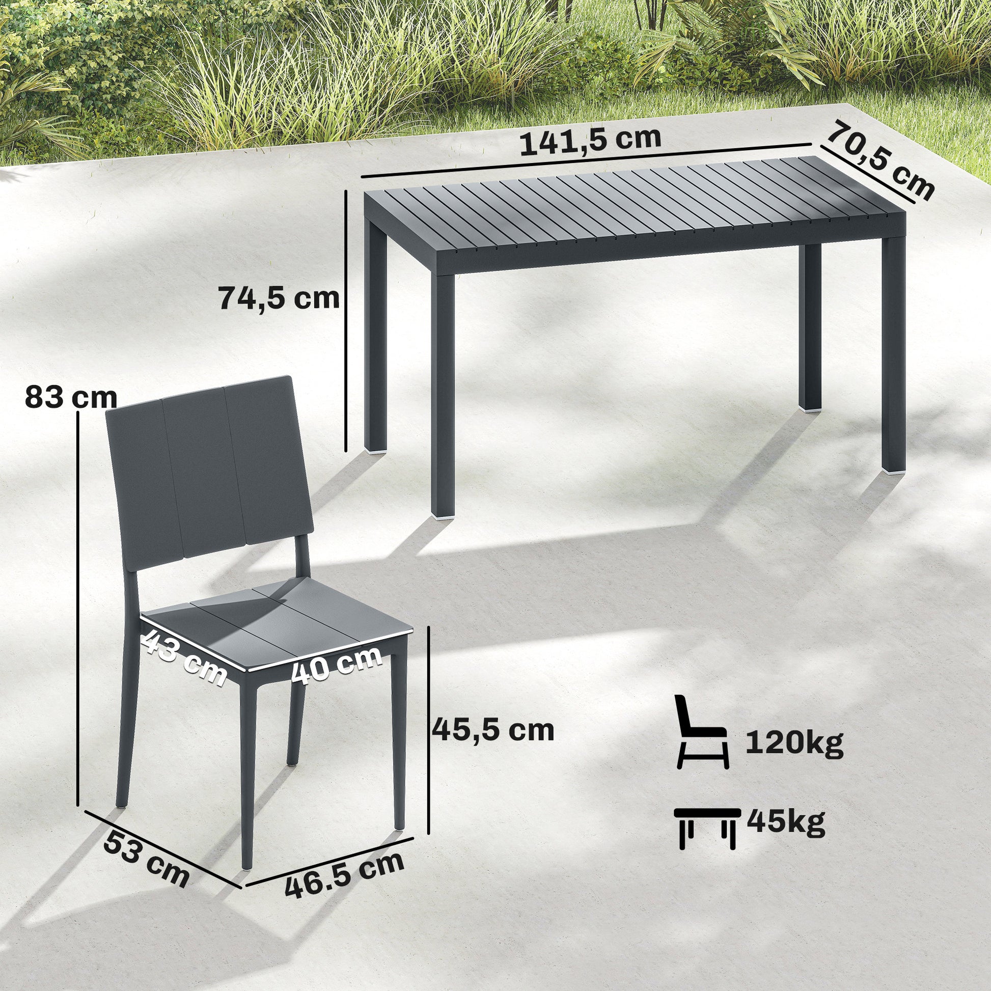 Outsunny Conjunto De Mesa Y Sillas Jardín De 5 Piezas_2