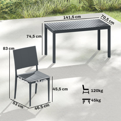 Outsunny Conjunto De Mesa Y Sillas Jardín De 5 Piezas_2