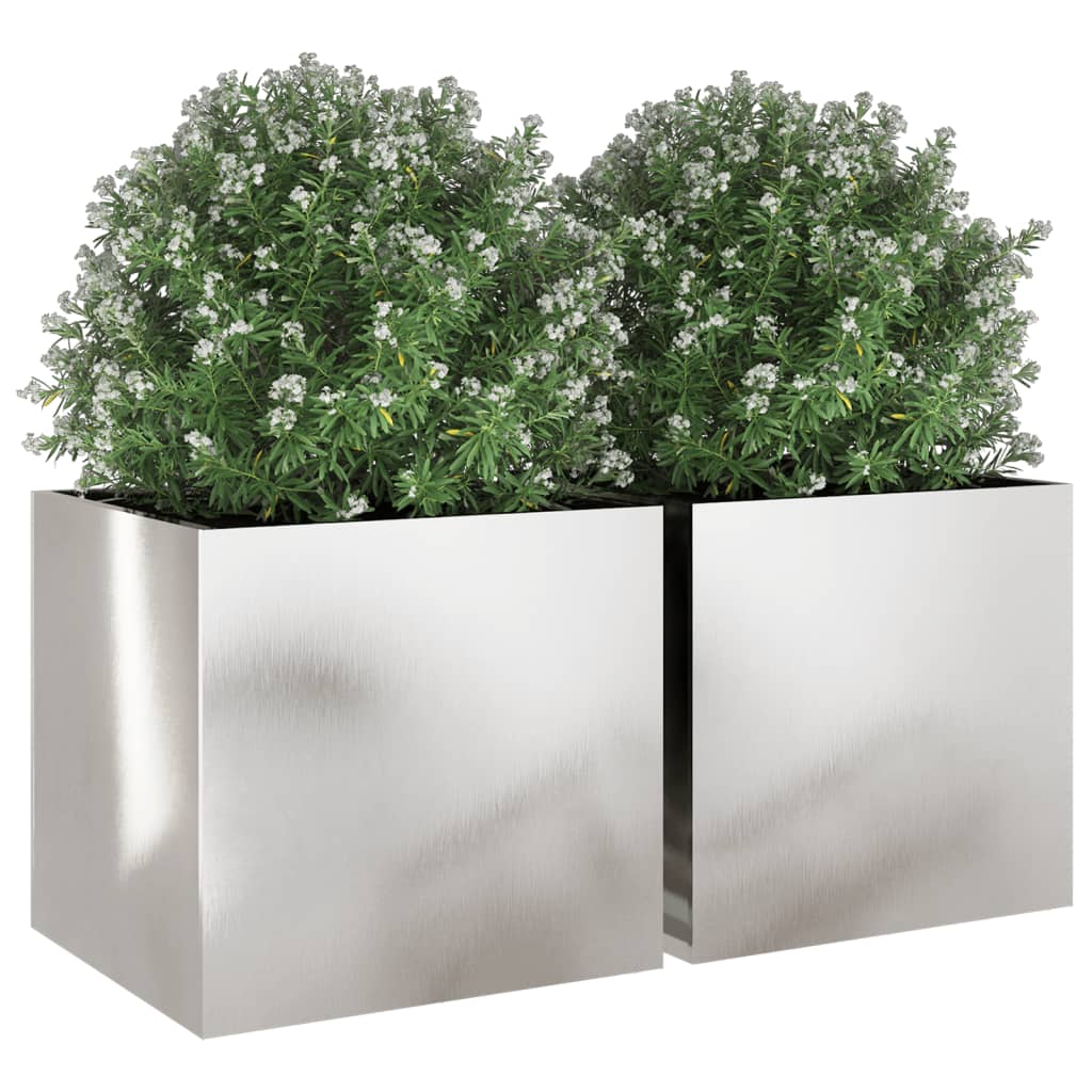 Jardineras 2 Unidades Acero Inoxidable Plateado 49x47x46 Cm_3