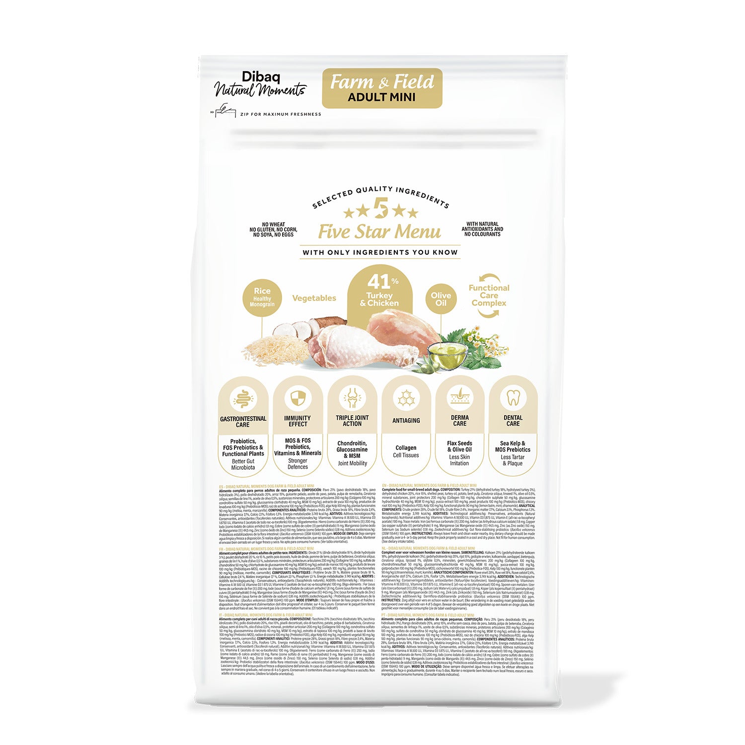 Dibaq Natural Moments 5 Star Pavo Y Pollo Adulto Razas Pequeñas 6 Kg_1