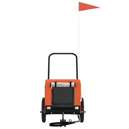 Remolque De Bicicleta Mascotas Hierro Tela Oxford Naranja Negro_2