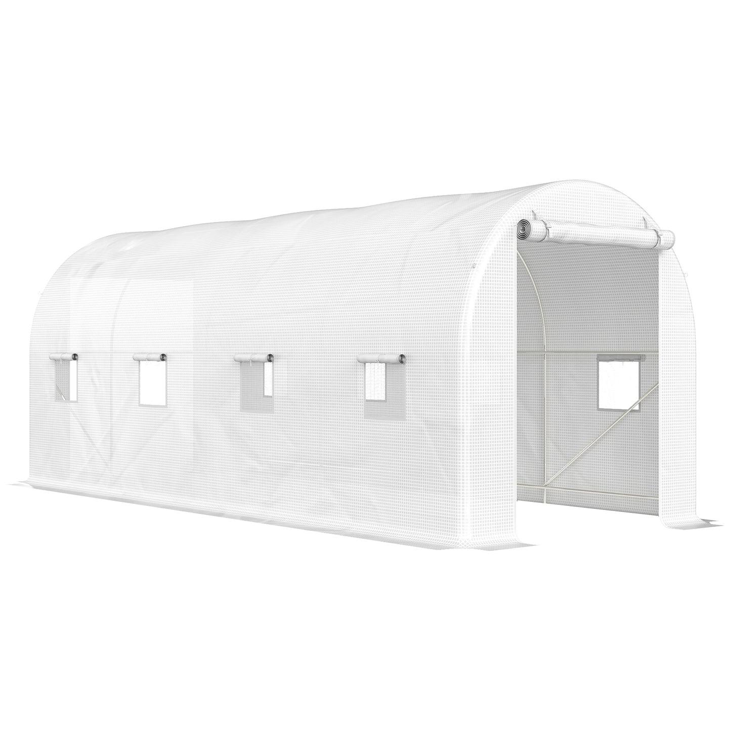 Outsunny Invernadero De Túnel 500x200x205 Cm Con Puerta Enrollable Y 8 Ventanas_0