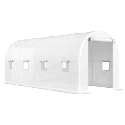 Outsunny Invernadero De Túnel 500x200x205 Cm Con Puerta Enrollable Y 8 Ventanas_0