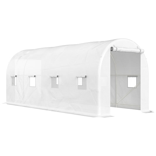 Outsunny Invernadero De Túnel 500x200x205 Cm Con Puerta Enrollable Y 8 Ventanas_0