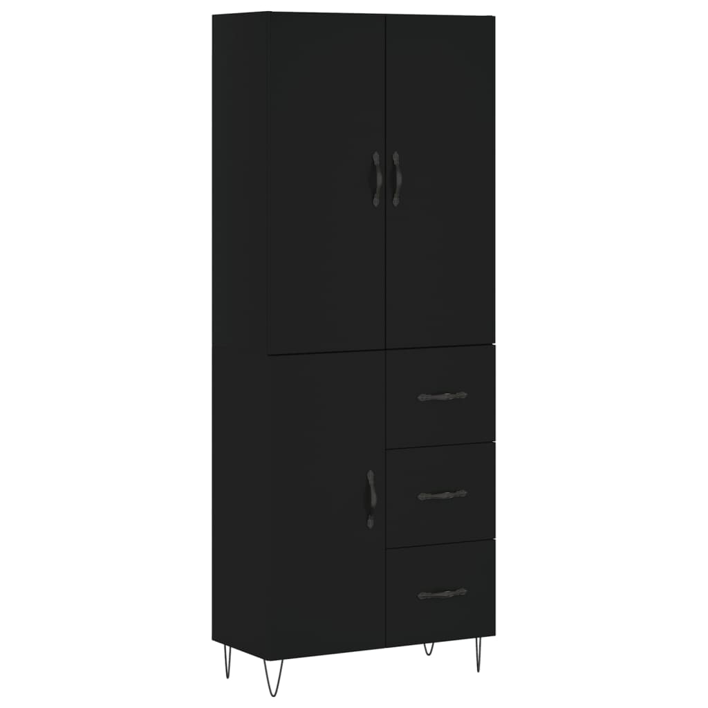 Aparador Alto Madera Contrachapada Negro 69,5x34x180 Cm_1
