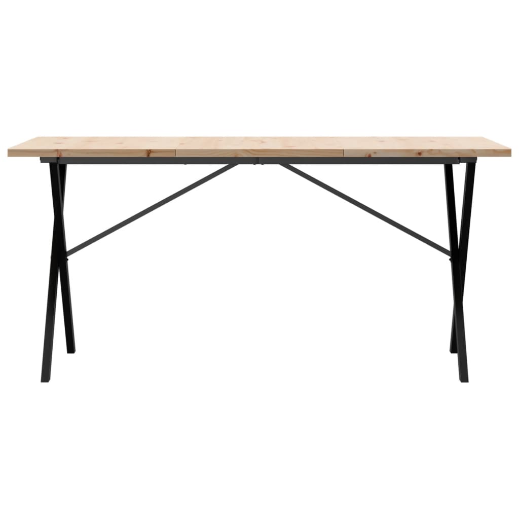 Mesa De Comedor Marco X Madera Maciza Pino Acero 160x80x75,5 Cm_2