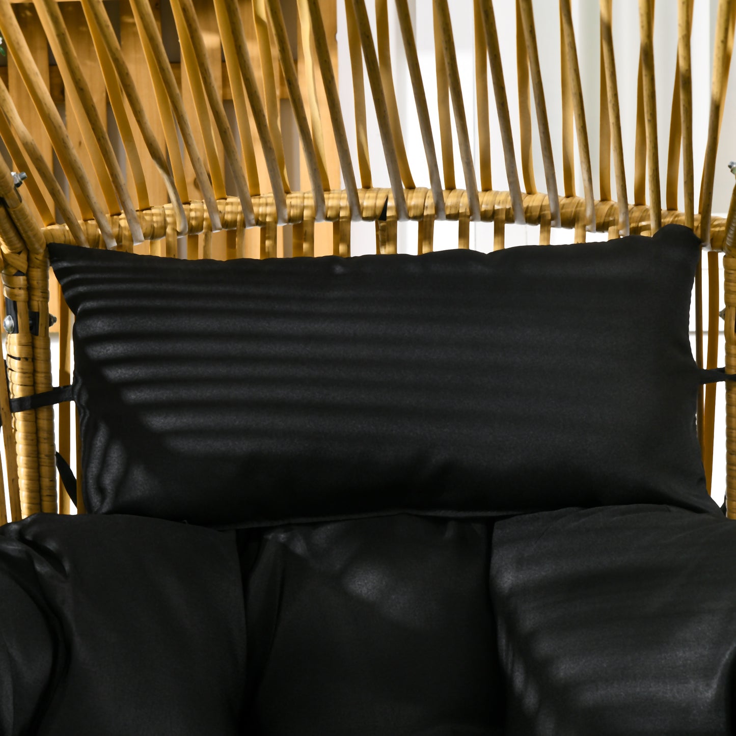 Outsunny Sillón De Ratán Sintético En Forma De Huevo 89x75x143 Cm Arena Y Negro_4