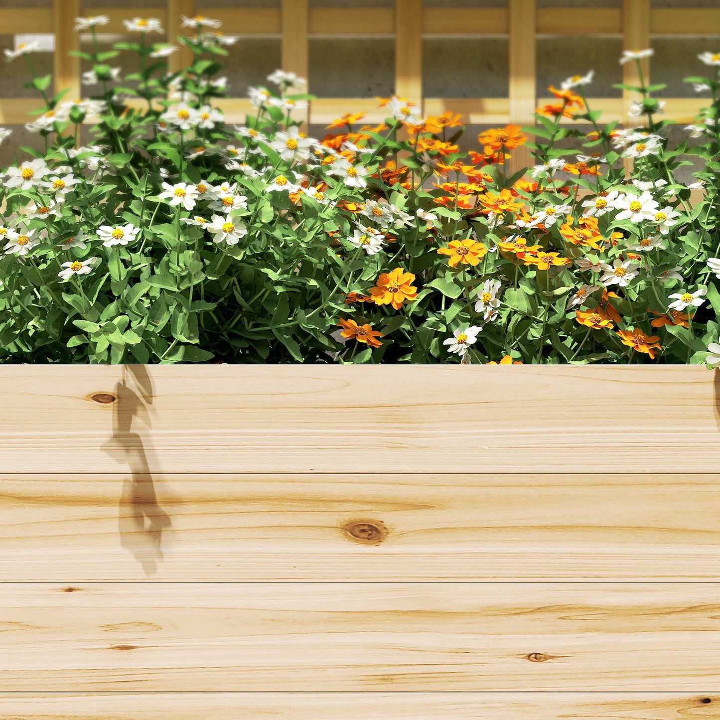 Outsunny Jardinera Con Enrejado Y Techo De Madera Con 2 Estantes Natural_3