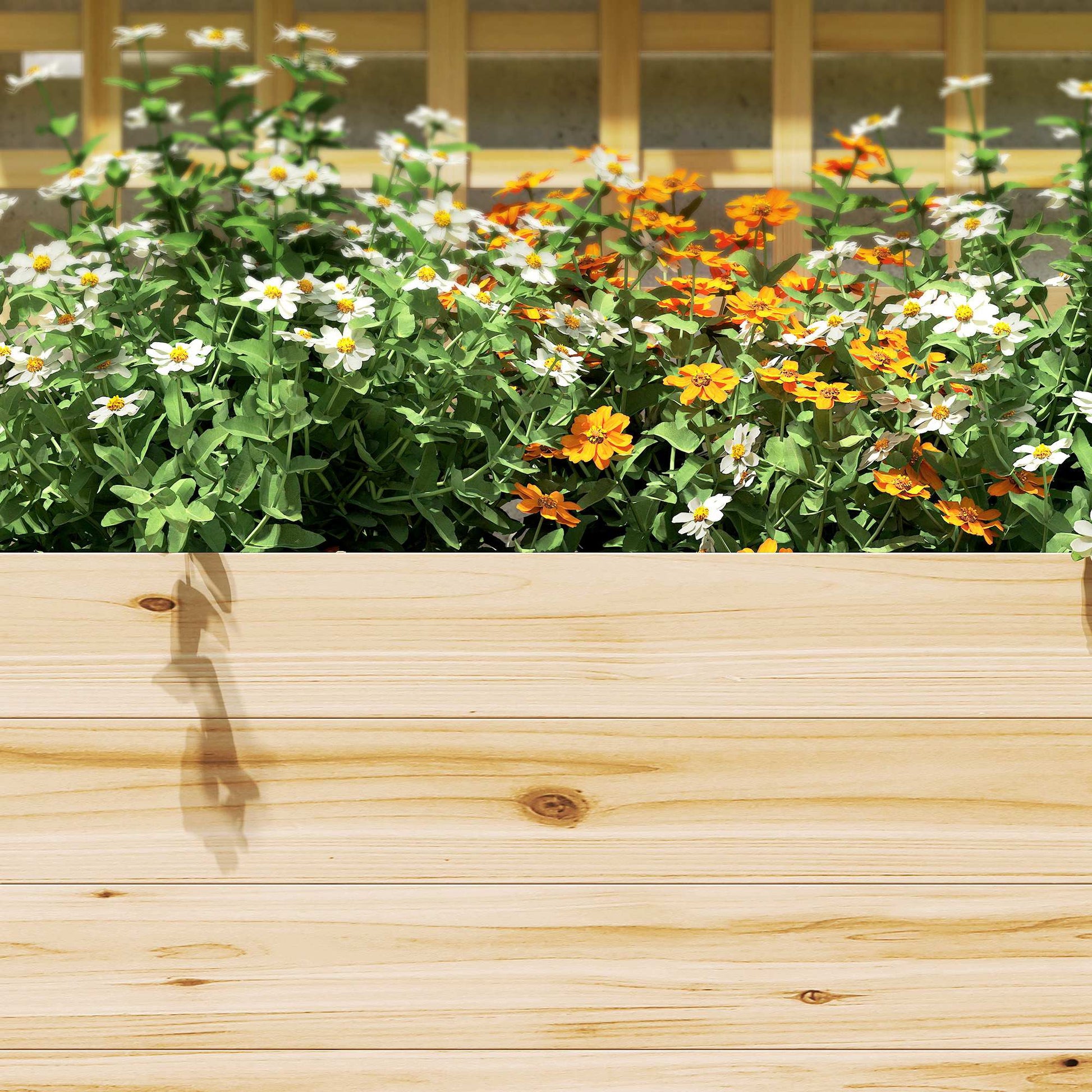 Outsunny Jardinera Con Enrejado Y Techo De Madera Con 2 Estantes Natural_3