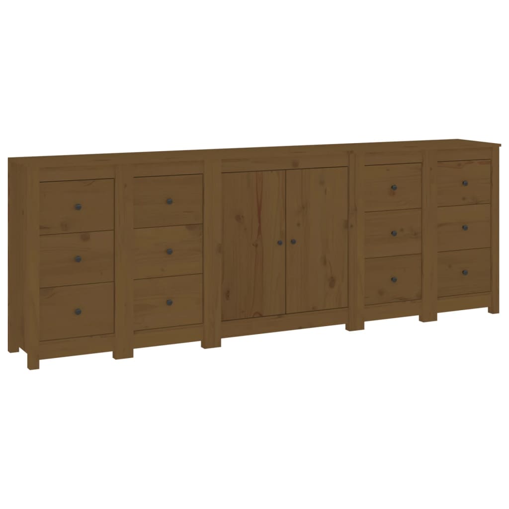 Aparador De Madera Maciza De Pino Marrón Miel 230 X 35 X 80 Cm_1