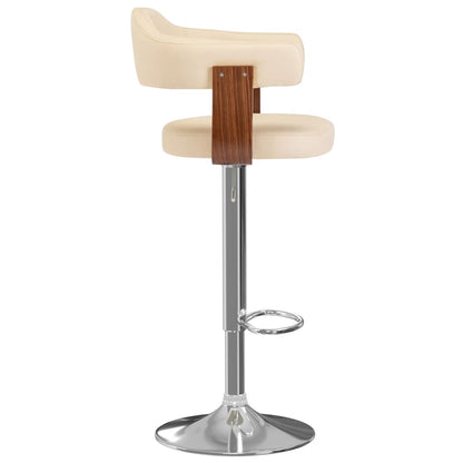 Taburetes De Cocina 2 Uds Cuero Sintético Madera Curvada Crema_2