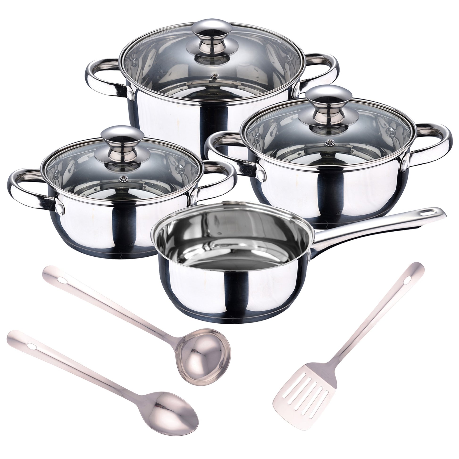 Batería De Cocina 7 Piezas San Ignacio En Acero Inoxidable + Set 3pcs Utensilios De Cocina En Acero Inoxidable_0