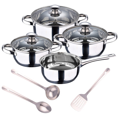 Batería De Cocina 7 Piezas San Ignacio En Acero Inoxidable + Set 3pcs Utensilios De Cocina En Acero Inoxidable_0