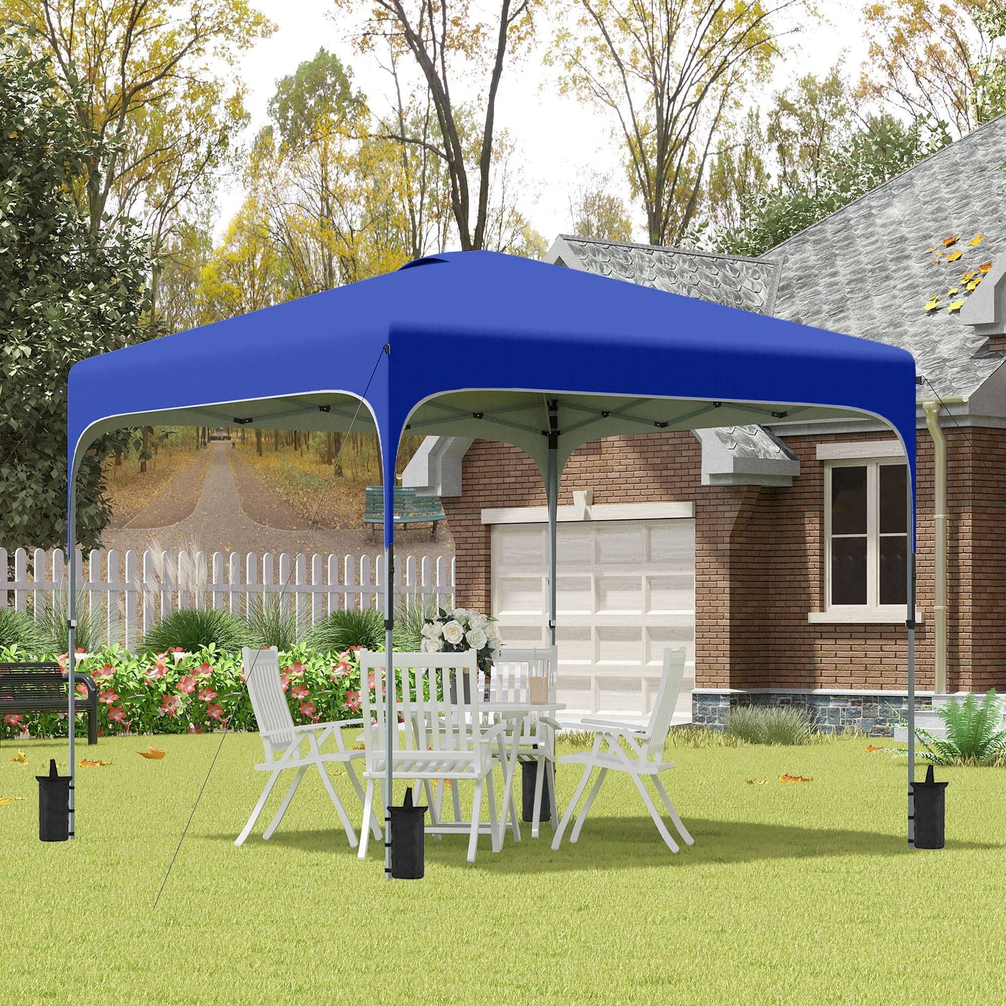 Outsunny Carpa Plegable 2,5x2,5x2,7 M Con Altura Ajustable Anti-uv Azul_1