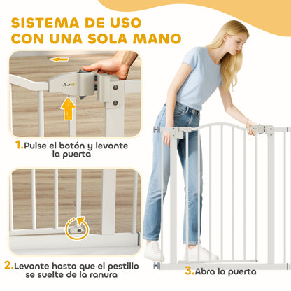Pawhut Barrera De Seguridad Extensible Con Extensión 74-87x78 Cm Blanco_5
