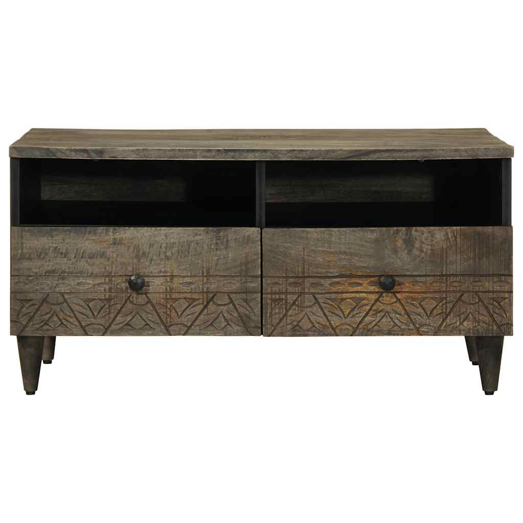 Mesa De Centro Madera Maciza De Mango Gris Claro 80x54x40 Cm_0