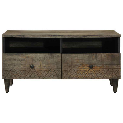Mesa De Centro Madera Maciza De Mango Gris Claro 80x54x40 Cm_0