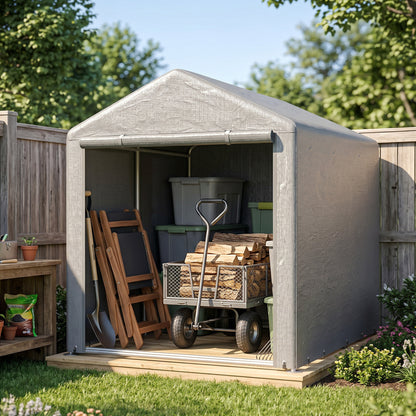 Outsunny Carpa De Jardín Para Herramientas Bicicletas Motos 1,6x2,2x1,7 M Gris_4