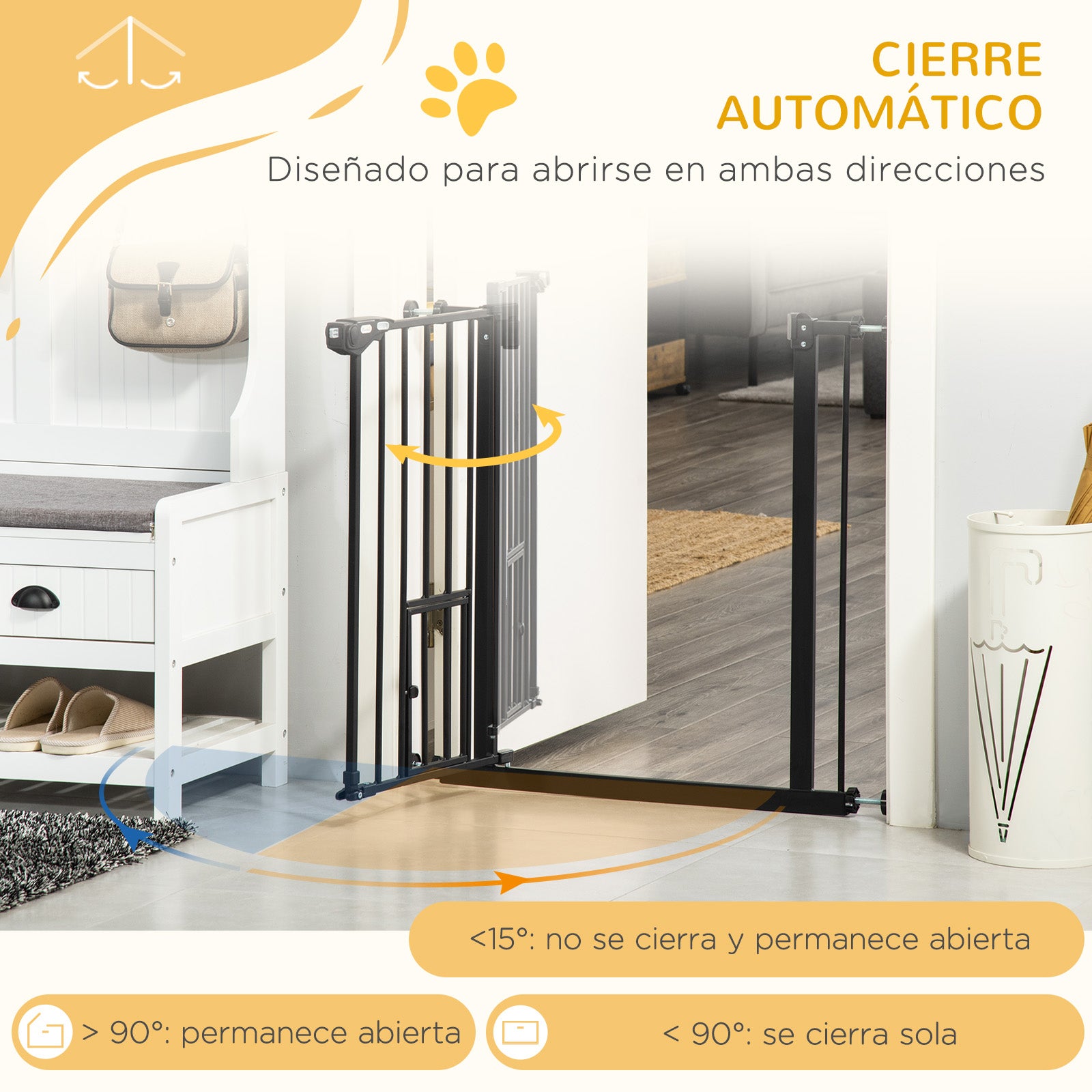 Pawhut Barrera De Seguridad Para Perros Extensible 74-80x76,2 Cm Negro_4