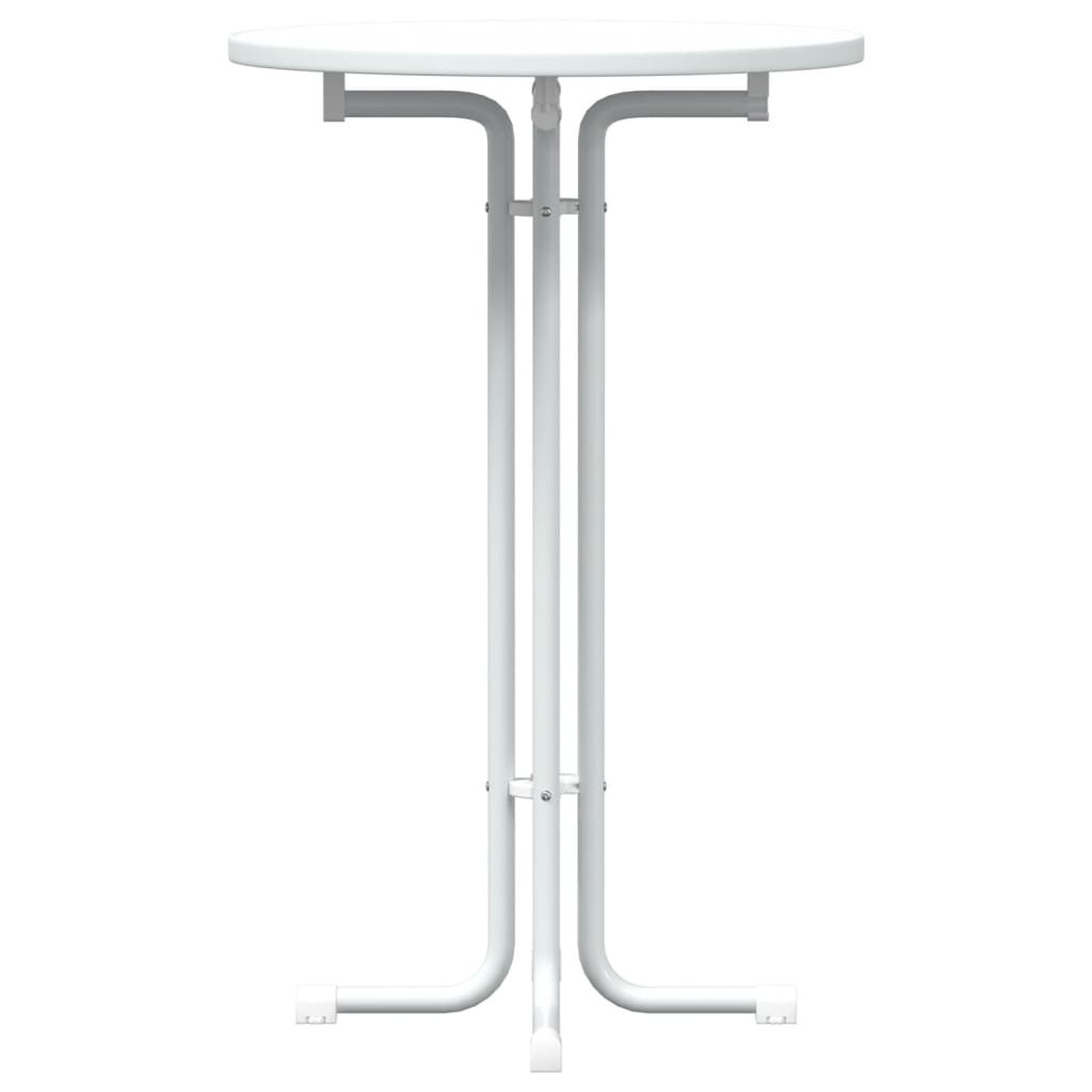 Mesa Alta De Comedor Madera Ingeniería Y Acero Blanco Ø70x110cm_2