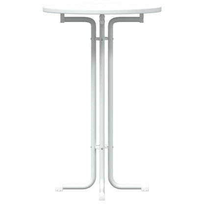 Mesa Alta De Comedor Madera Ingeniería Y Acero Blanco Ø70x110cm_2