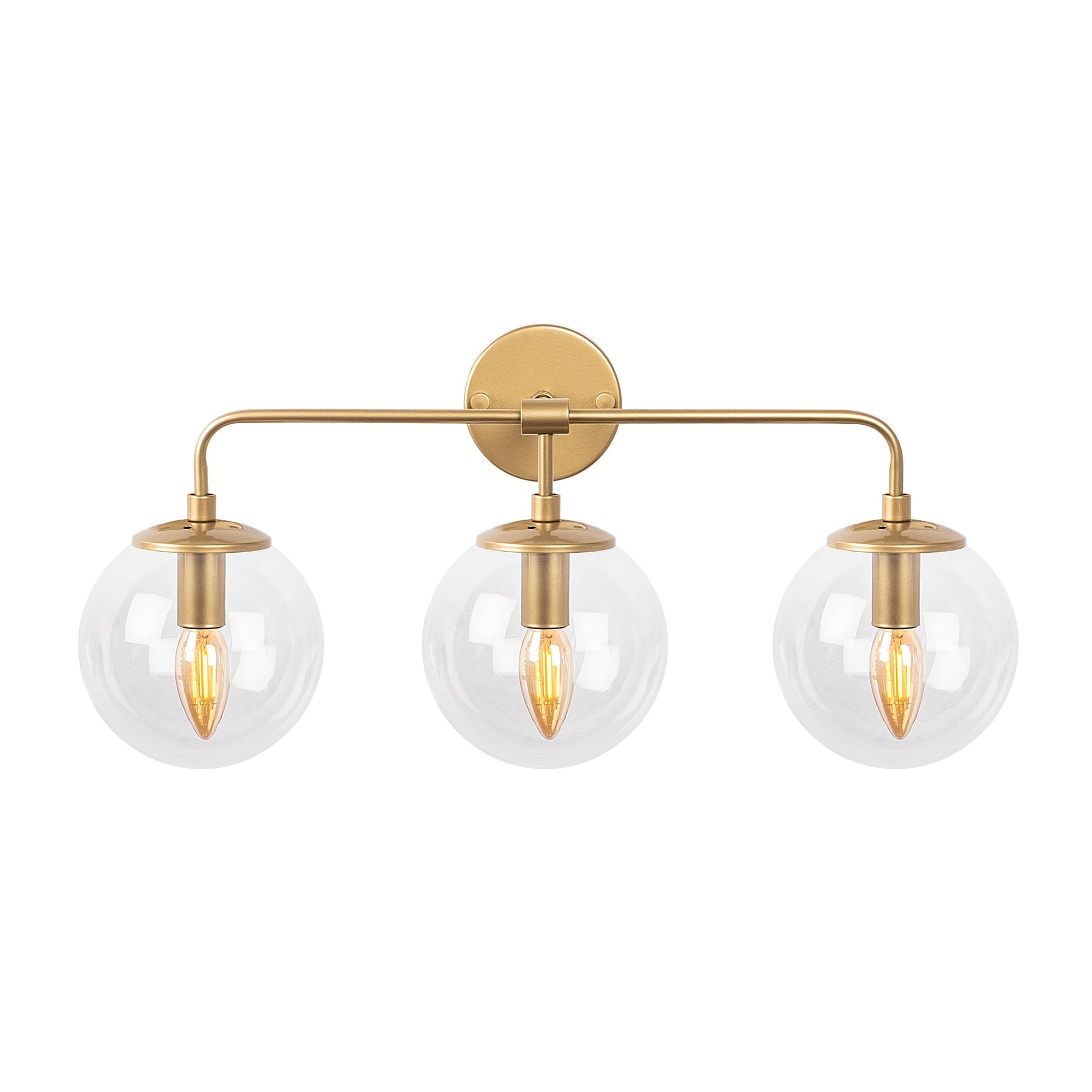 Aplique De Pared, Lineal 3 Transparentes Metal , Oro, 56x21x27, Casquillo 3 X E14 Max 40 W_0