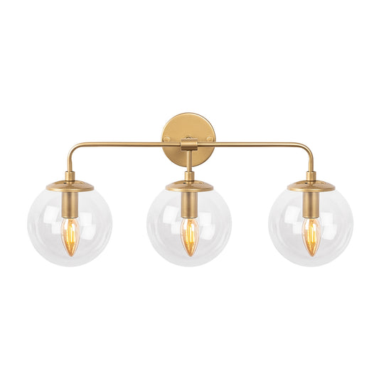 Aplique De Pared, Lineal 3 Transparentes Metal , Oro, 56x21x27, Casquillo 3 X E14 Max 40 W_0