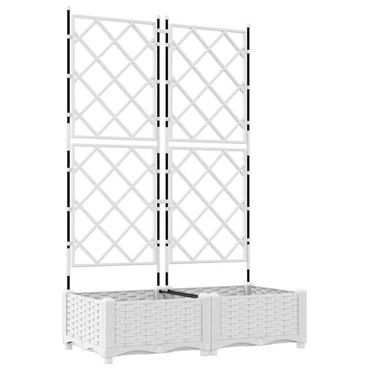 Vidaxl Maceta De Jardín Con Enrejado 2 Pcs Blanco 80 X 40 X 125.5 Cm_0