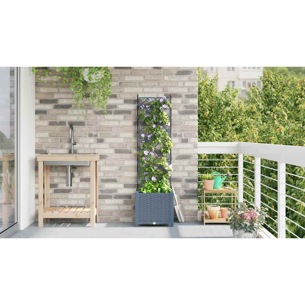 Vidaxl Maceta De Jardín Con Enrejado Gris Claro 40 X 40 X 143 Cm Pp_3