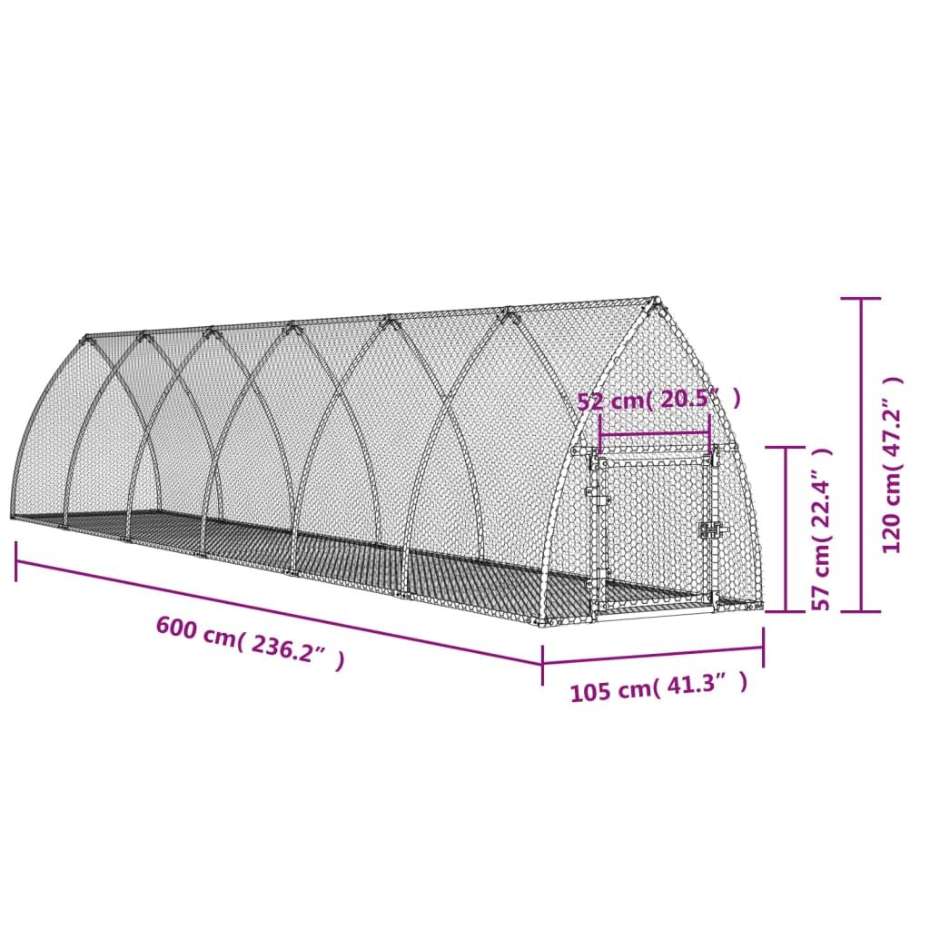 Vidaxl Conejera Acero Galvanizado Plateado 600x105x120 Cm_2