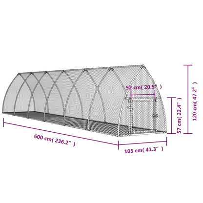 Vidaxl Conejera Acero Galvanizado Plateado 600x105x120 Cm_2
