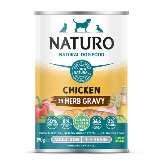 Naturo Comida Humeda Perro Sin Gluten De Pollo Y Vegetales 390g X 12 Latas_0