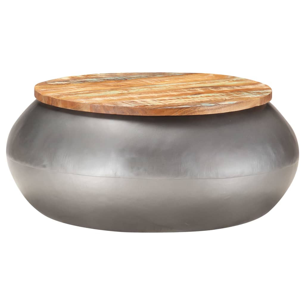 Mesa De Centro Madera Maciza Reciclada Gris 68x68x30 Cm_4