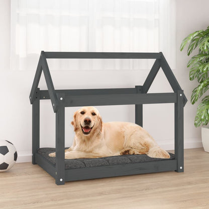 Vidaxl Cama Para Perros Madera Maciza De Pino Gris 81x60x70 Cm_1