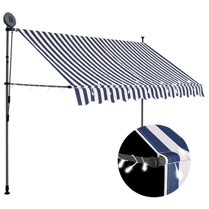Toldo Manual Retráctil Con Led Azul Y Blanco 300 Cm_1