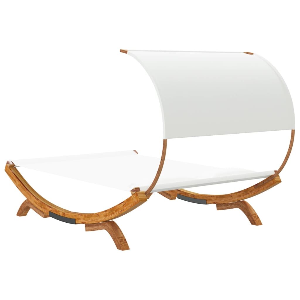 Vidaxl Tumbona Con Dosel Madera Maciza Curvada Crema 165x203x126 Cm_4