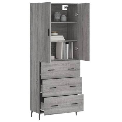Aparador Alto Madera Contrachapada Gris Sonoma 69,5x34x180 Cm_2