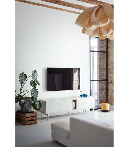 Mueble Para Televisión Modelo Corvo 2 Puertas 2 Cajones Acabado Crema, 40cm(ancho) 56cm(_4