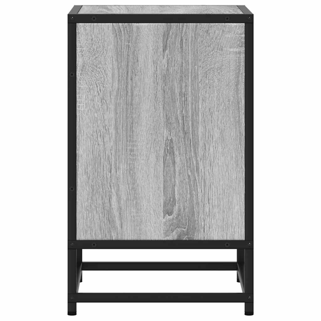 Mesita Noche Madera De Ingeniería Gris Sonoma 40x31x50 Cm Metal_4