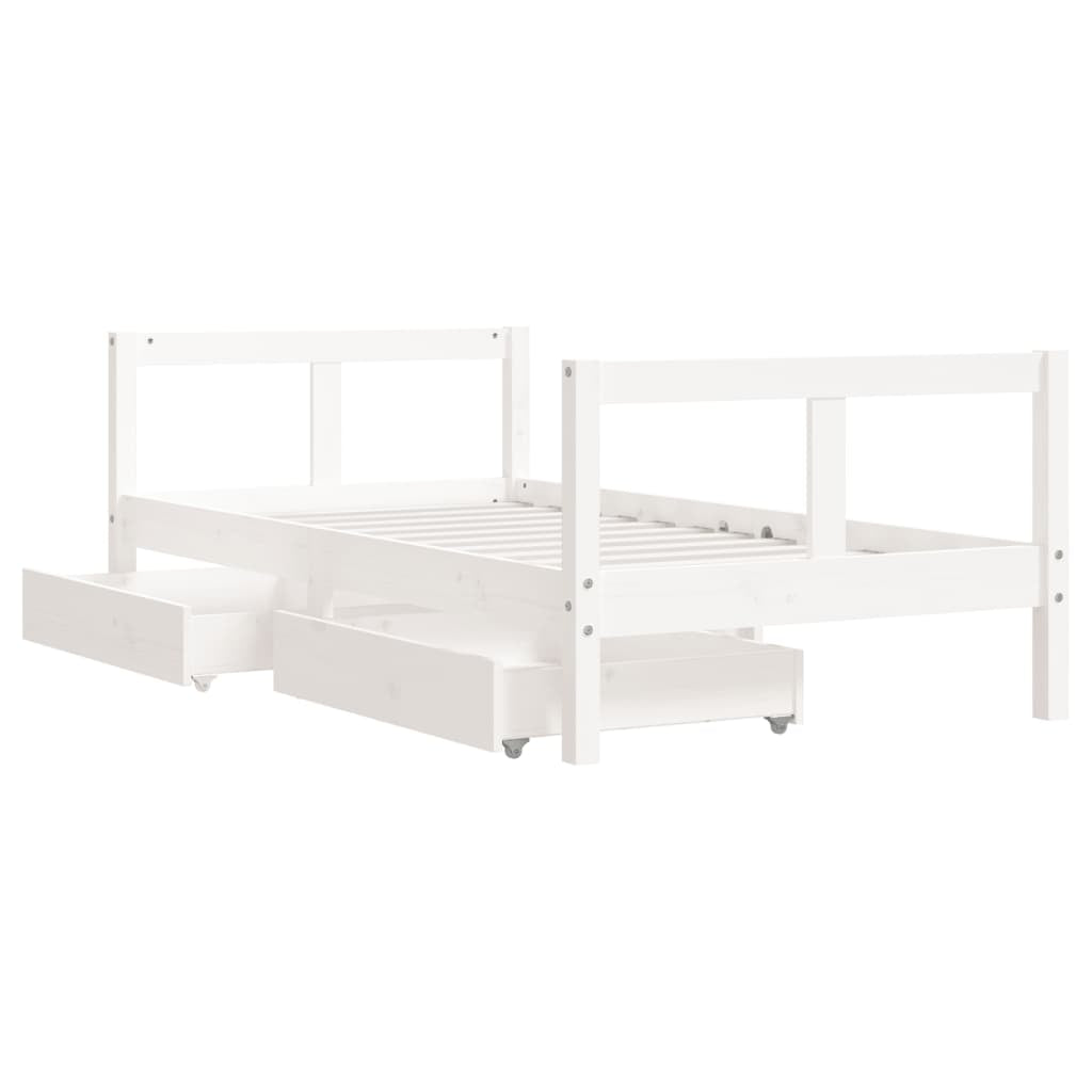 Vidaxl Estructura Cama Infantil Y Cajones Madera Pino Blanco 80x160 Cm_3