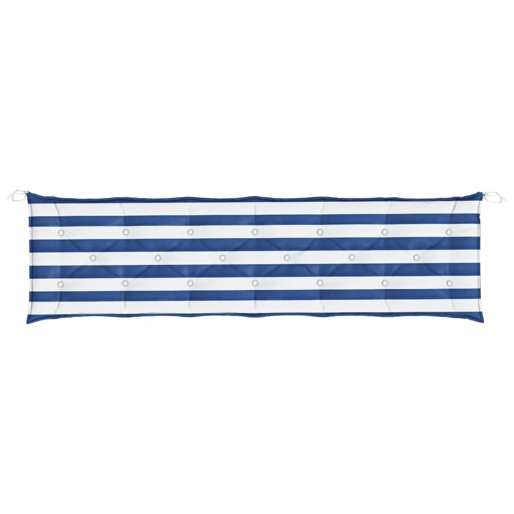 Vidaxl Cojín Para Banco Jardín Tela A Rayas Azul Y Blanco 200x50x7 Cm_3