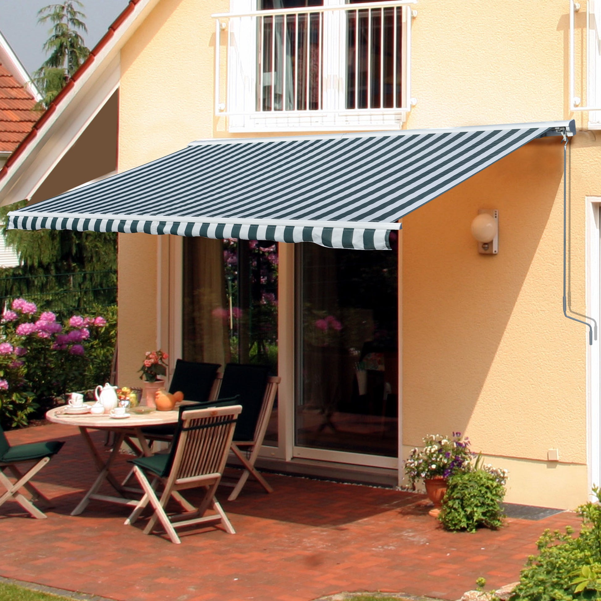 Outsunny Toldo Eléctrico Retráctil Con Función Manual 300x250 Cm Ventanas Verde_3