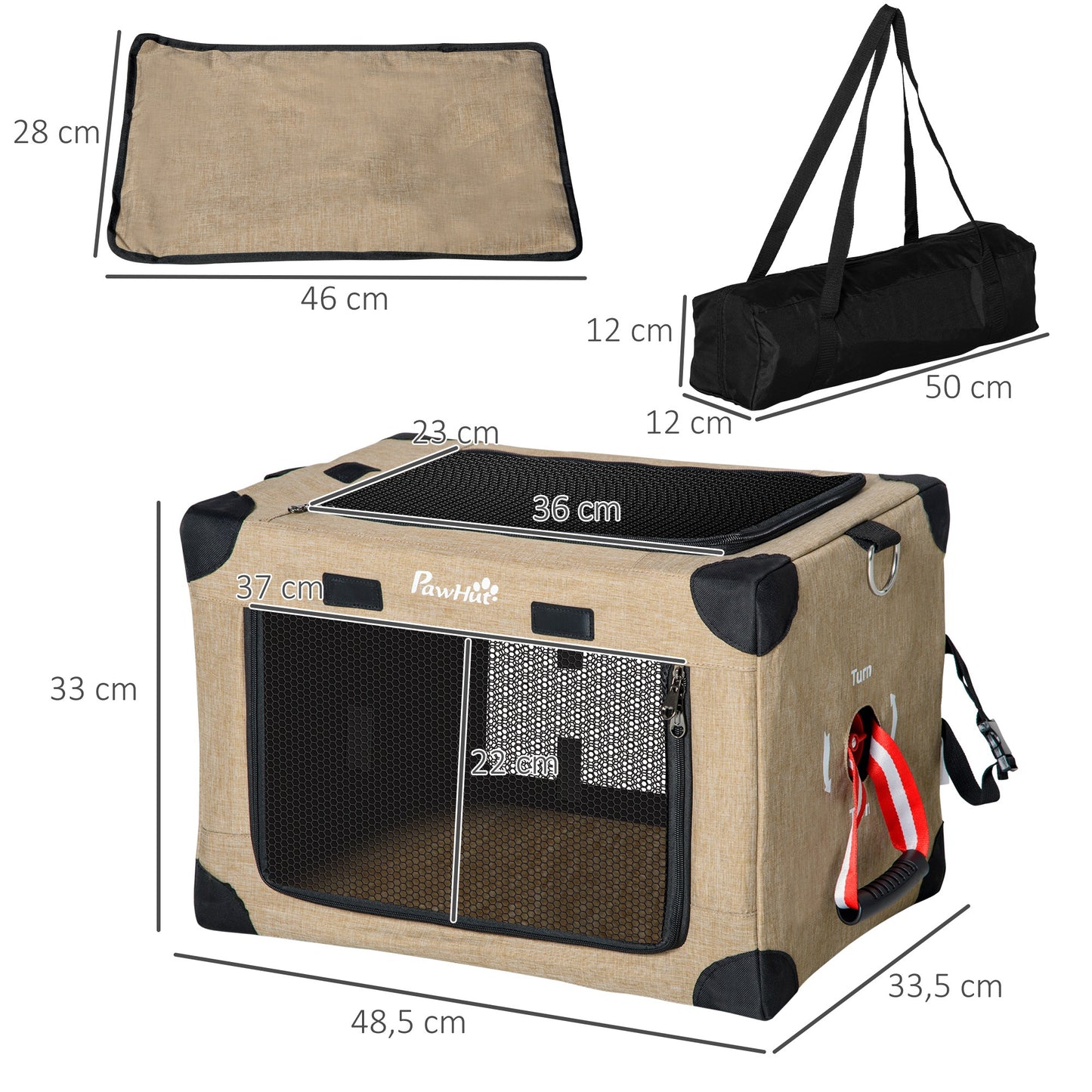 Pawhut Transportín Mochila Para Gatos Perros Plegable Con Cojín 48,5x33,5x33cm_2