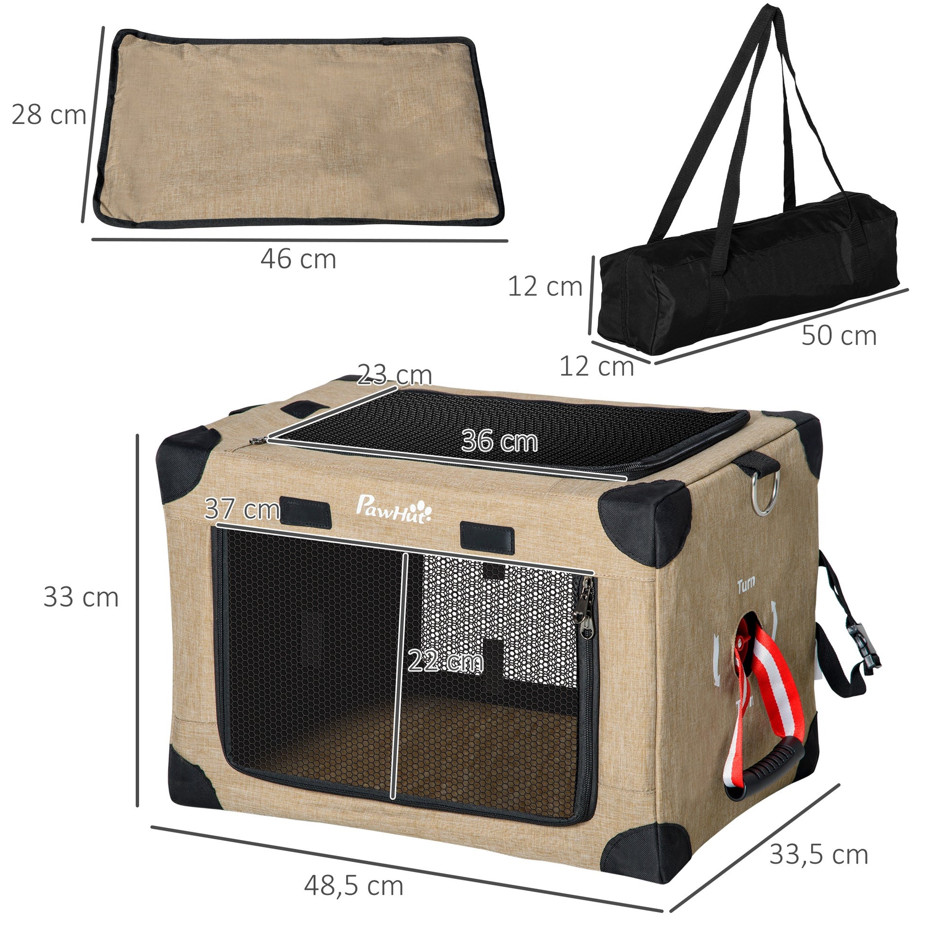 Pawhut Transportín Mochila Para Gatos Perros Plegable Con Cojín 48,5x33,5x33cm_2