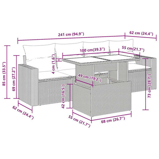 Set De Muebles De Jardín 5 Pzas Y Cojines Ratán Sintético Negro / Vetonek_0