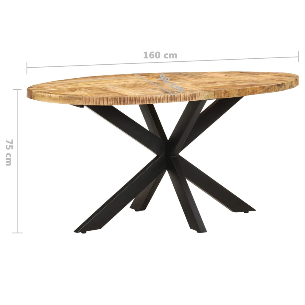 Mesa De Comedor De Madera De Mango Rugosa 160x90x75 Cm_3