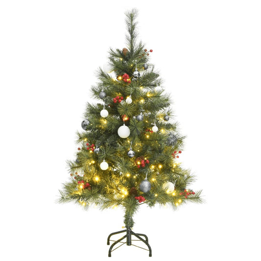 Vidaxl Árbol Navidad Artificial Con Bisagras 150 Led Y Bolas 120 Cm_0