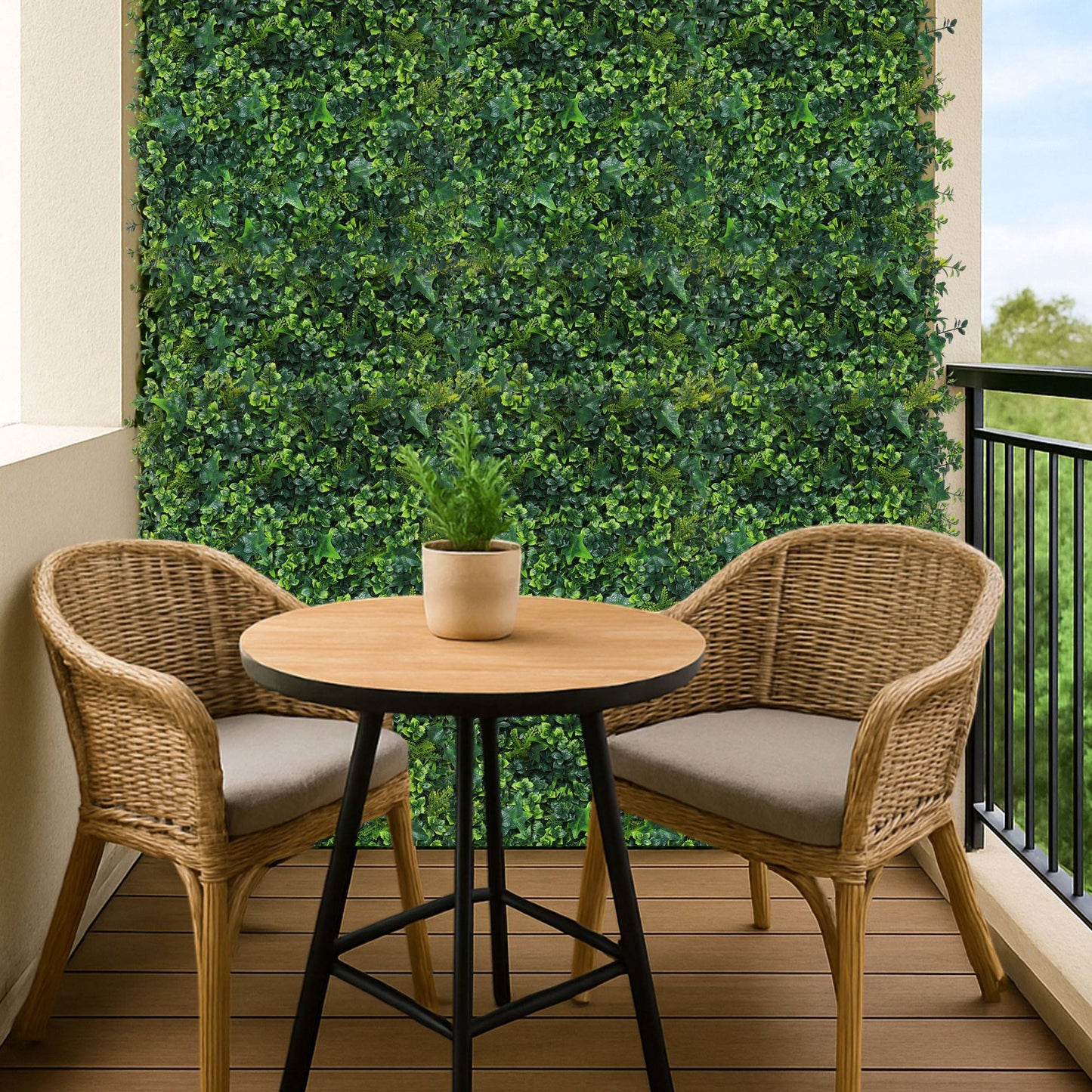 Jardín Vertical Artificial 100x100cm Well Home Hojas Verdes Mixtas Y Realistas