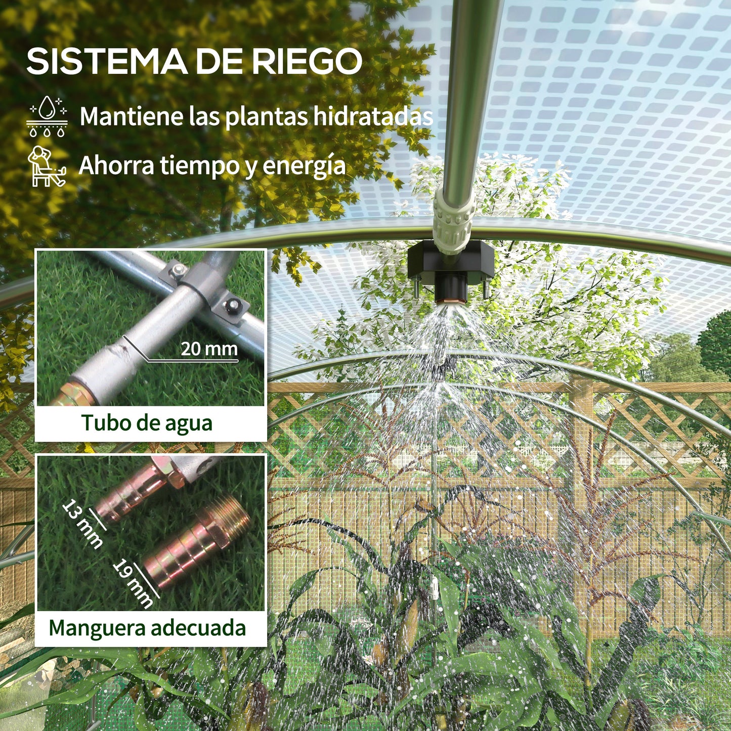 Outsunny Invernadero De Exterior 6x3x2 M Con Sistema De Riego Integrado Verde_3